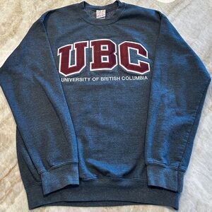 University of British Columbia UBC Quilted Letter Crewneck Sweatshirt M | Grey &